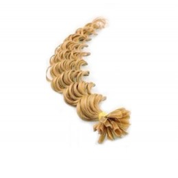 Lockiges 60 cm Haar europäischen Typs für die Keratinmethode - natur blonde