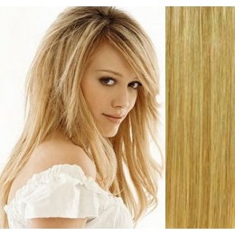 43cm Clip In Haar 100% Menschenhaar europäischen Typs 100g - natur/leichter blond